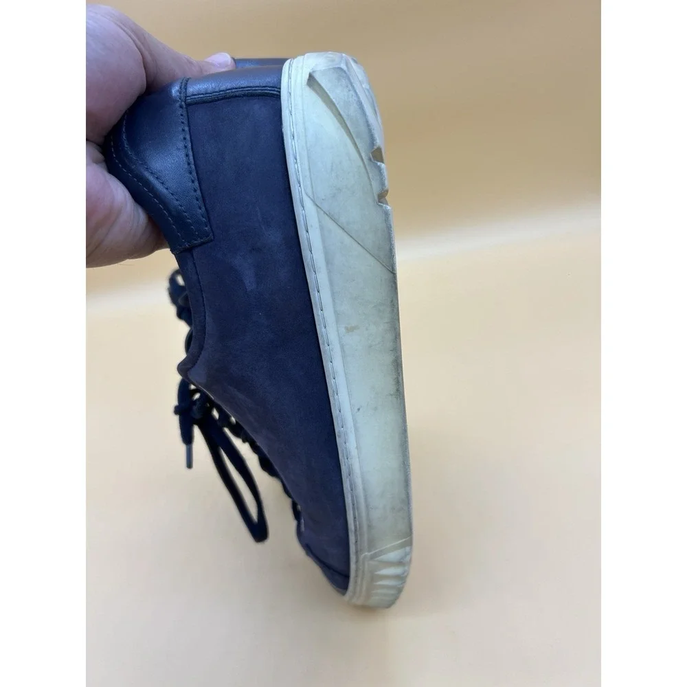 Salvatore Ferragamo Cube Mens 8.5 M Blue Suede Leather Sneakers Made Italy